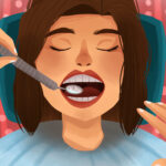 Graphic illustration of routine dental cleaning