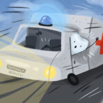 graphic illustration of tooth in an emergency vehicle, dental emergency in jonesboro