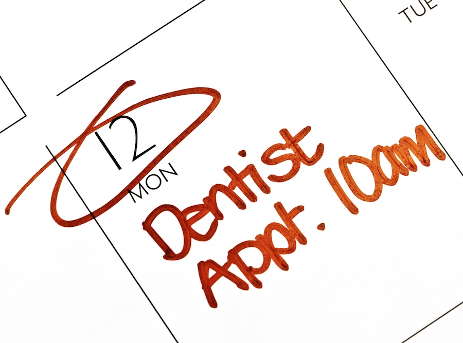 family dental visit, dentist appointment on calendar