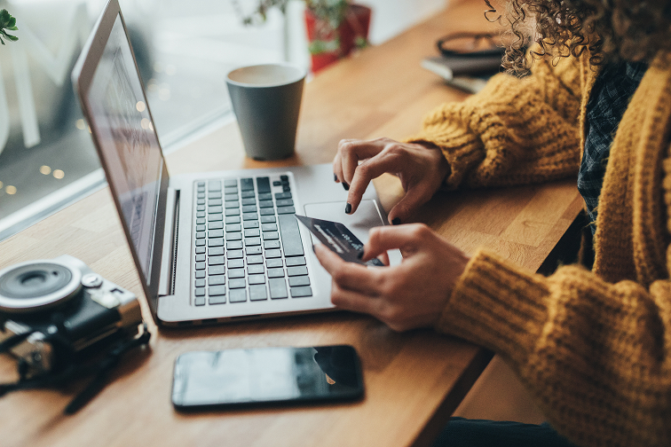 person paying bill online