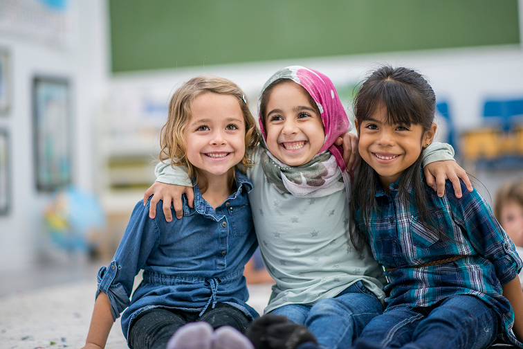 three happy children